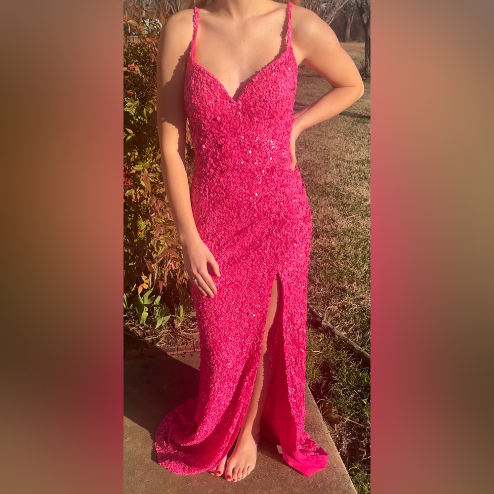 COPY - Sherri Hill Pink Sequin Prom Dress